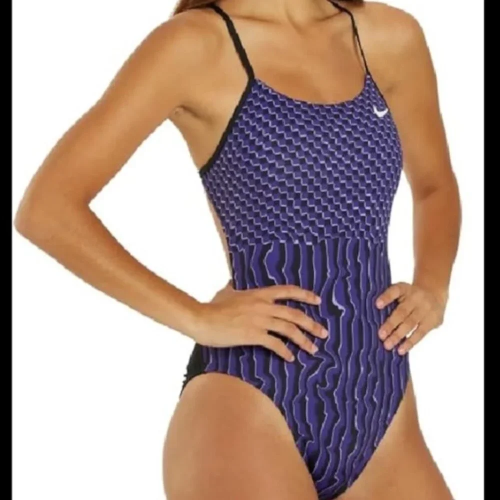 NWT Nike Women's Drippy Check Fastback Swimsuit - Picture 4 of 5